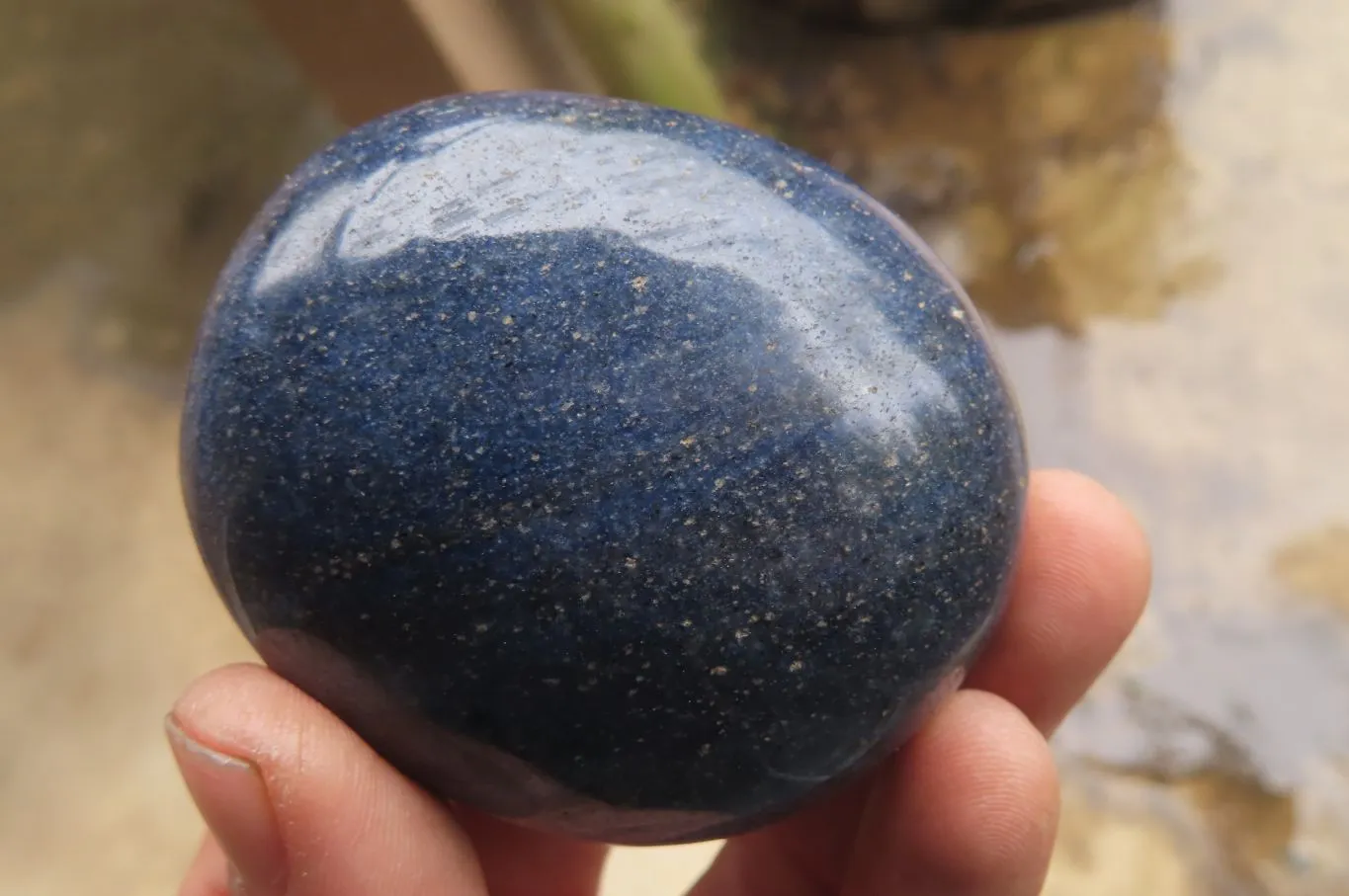 Polished Blue Lazulite Palm Stones x 12 From Madagascar