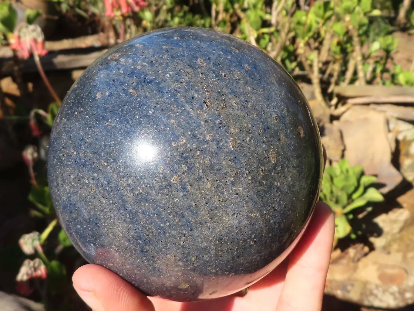 Polished Large Blue Lazulite Sphere  x 1 From Madagascar