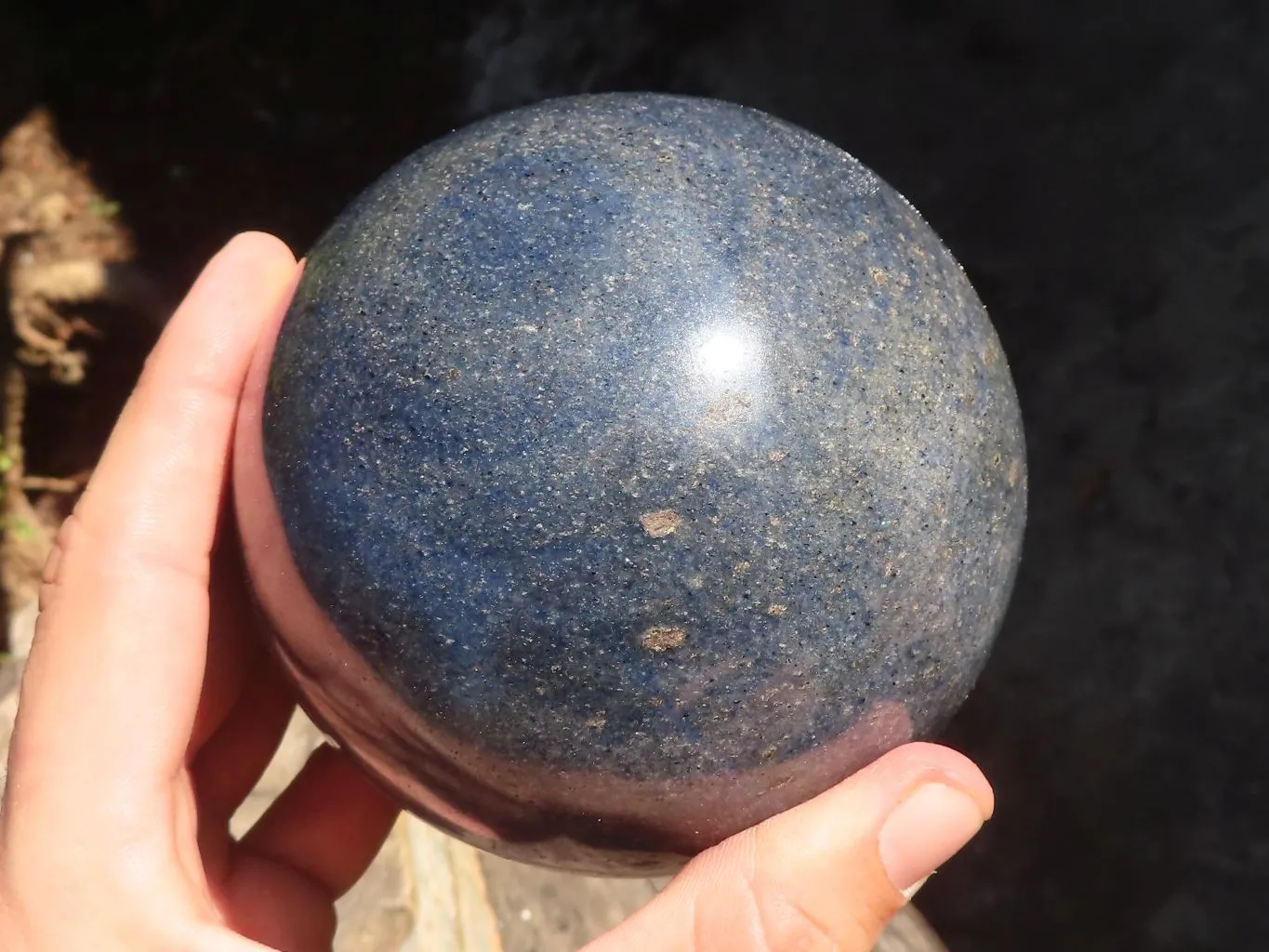 Polished Large Blue Lazulite Sphere  x 1 From Madagascar