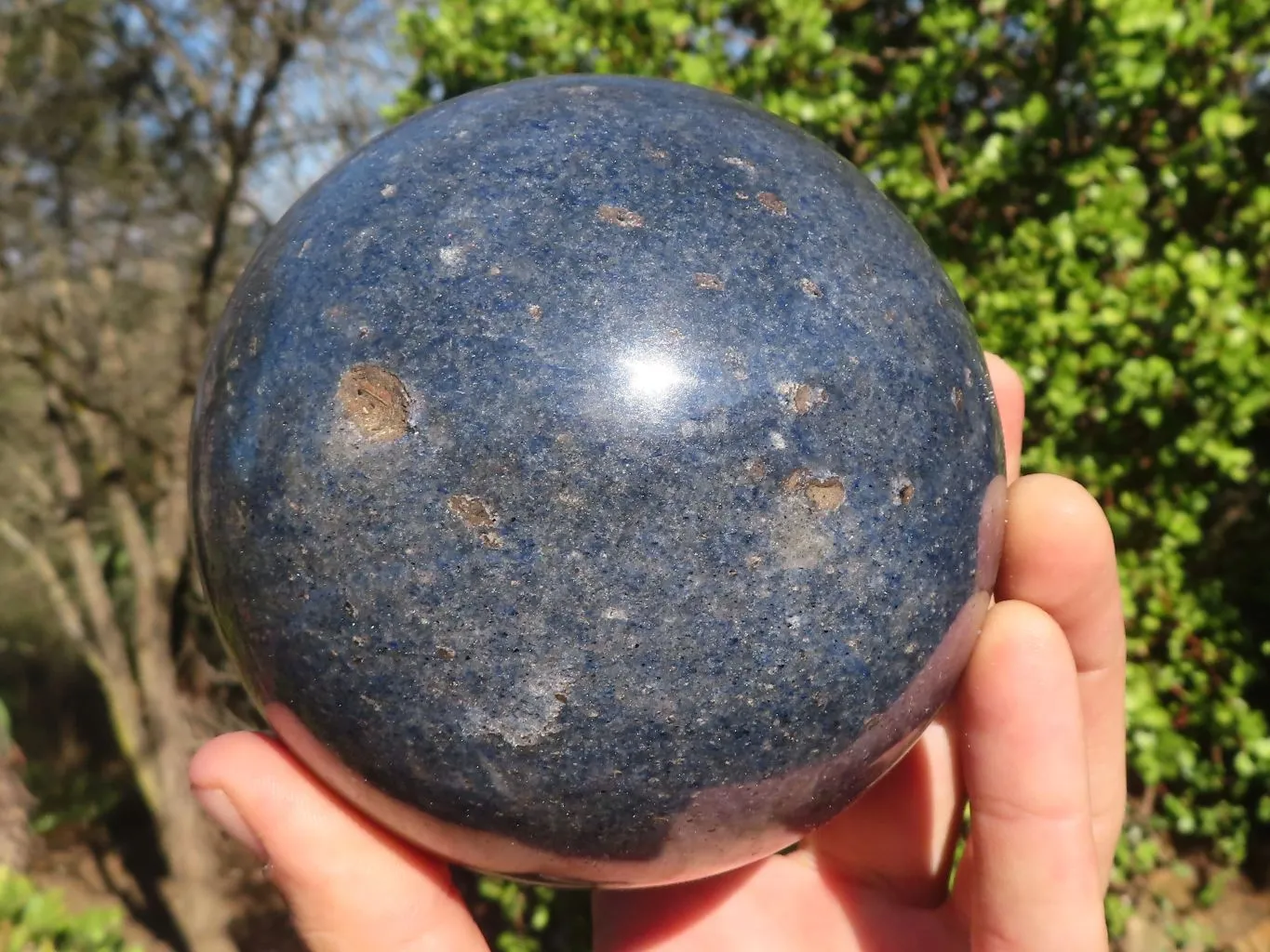 Polished Large Blue Lazulite Sphere  x 1 From Madagascar