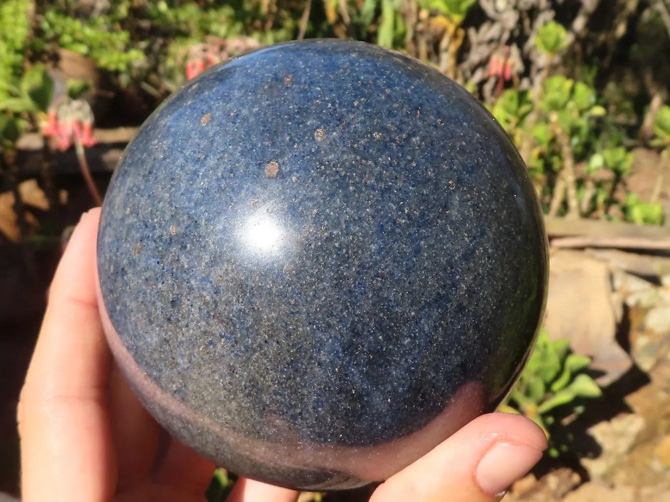 Polished Large Blue Lazulite Sphere  x 1 From Madagascar