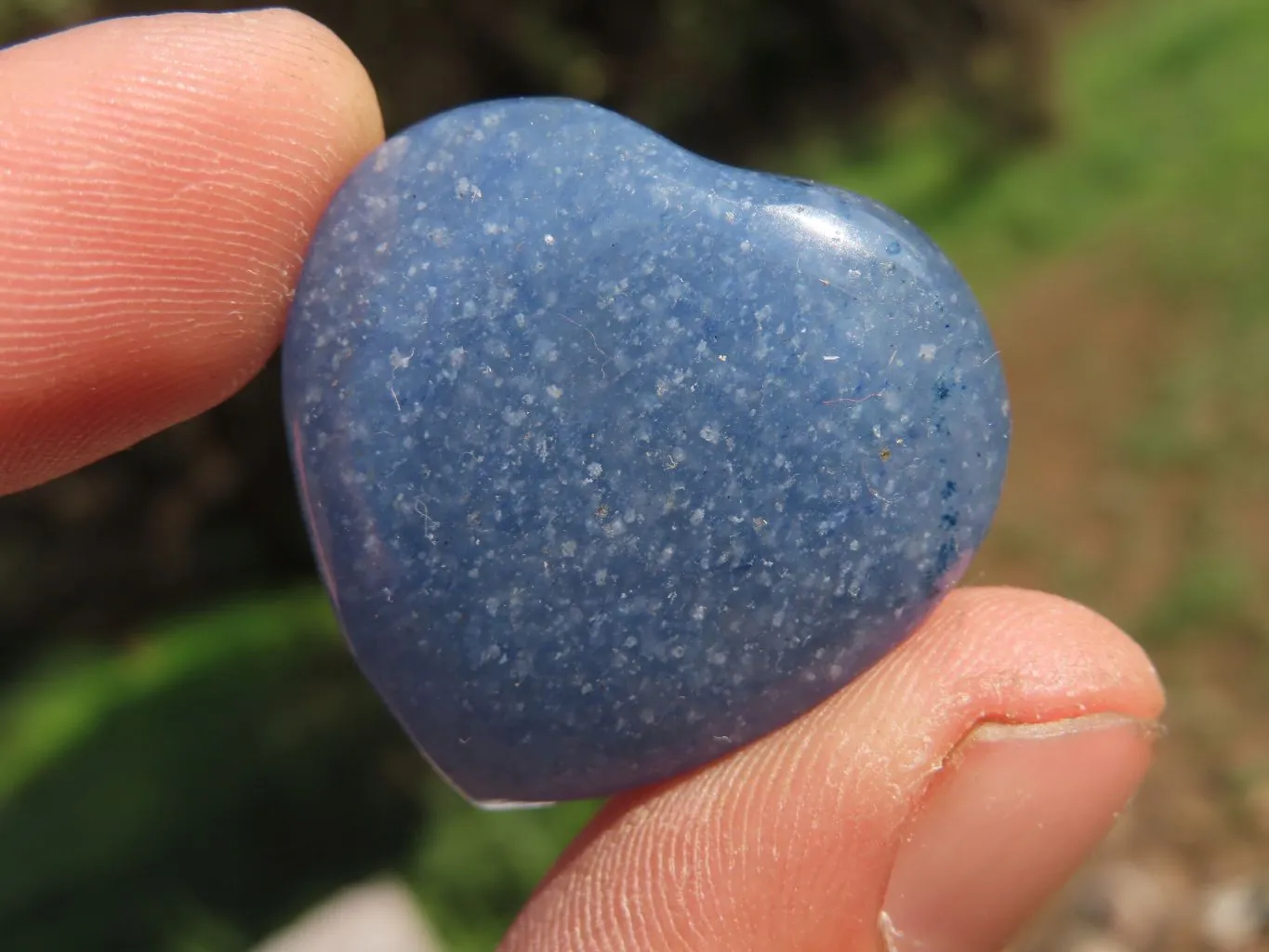 Polished Mini Blue Lazulite Hearts x 35 From Madagascar