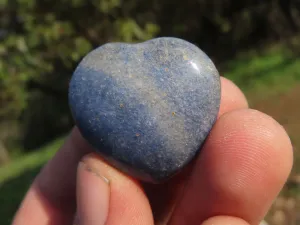 Polished Mini Blue Lazulite Hearts x 35 From Madagascar