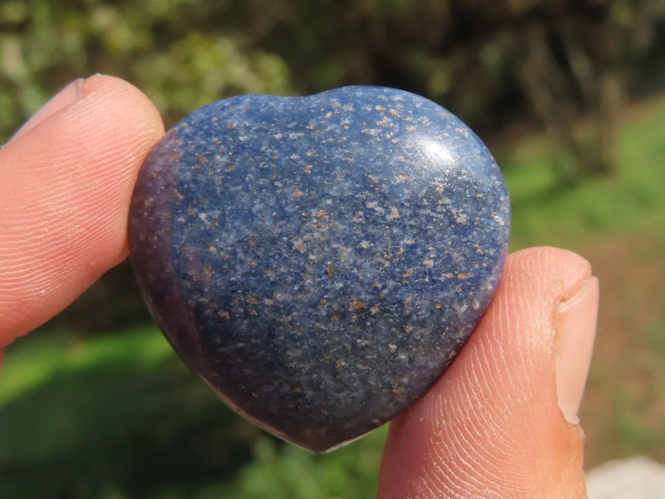 Polished Mini Blue Lazulite Hearts x 35 From Madagascar