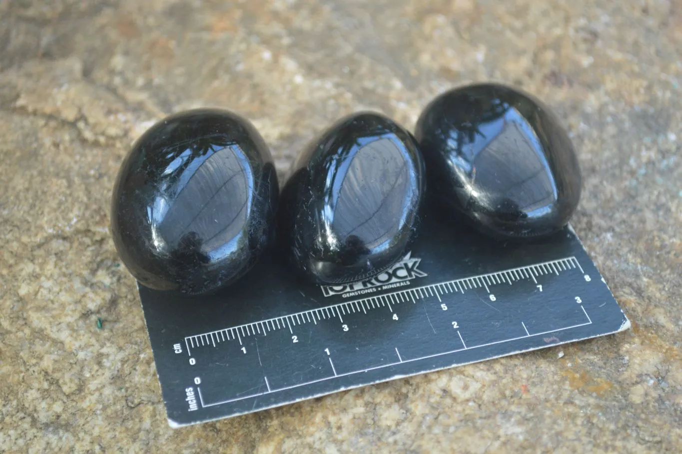 Polished Schorl Black Tourmaline Galet / Palm Stones x 14 From Madagascar