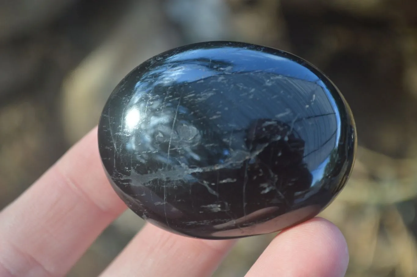 Polished Schorl Black Tourmaline Galet / Palm Stones x 14 From Madagascar