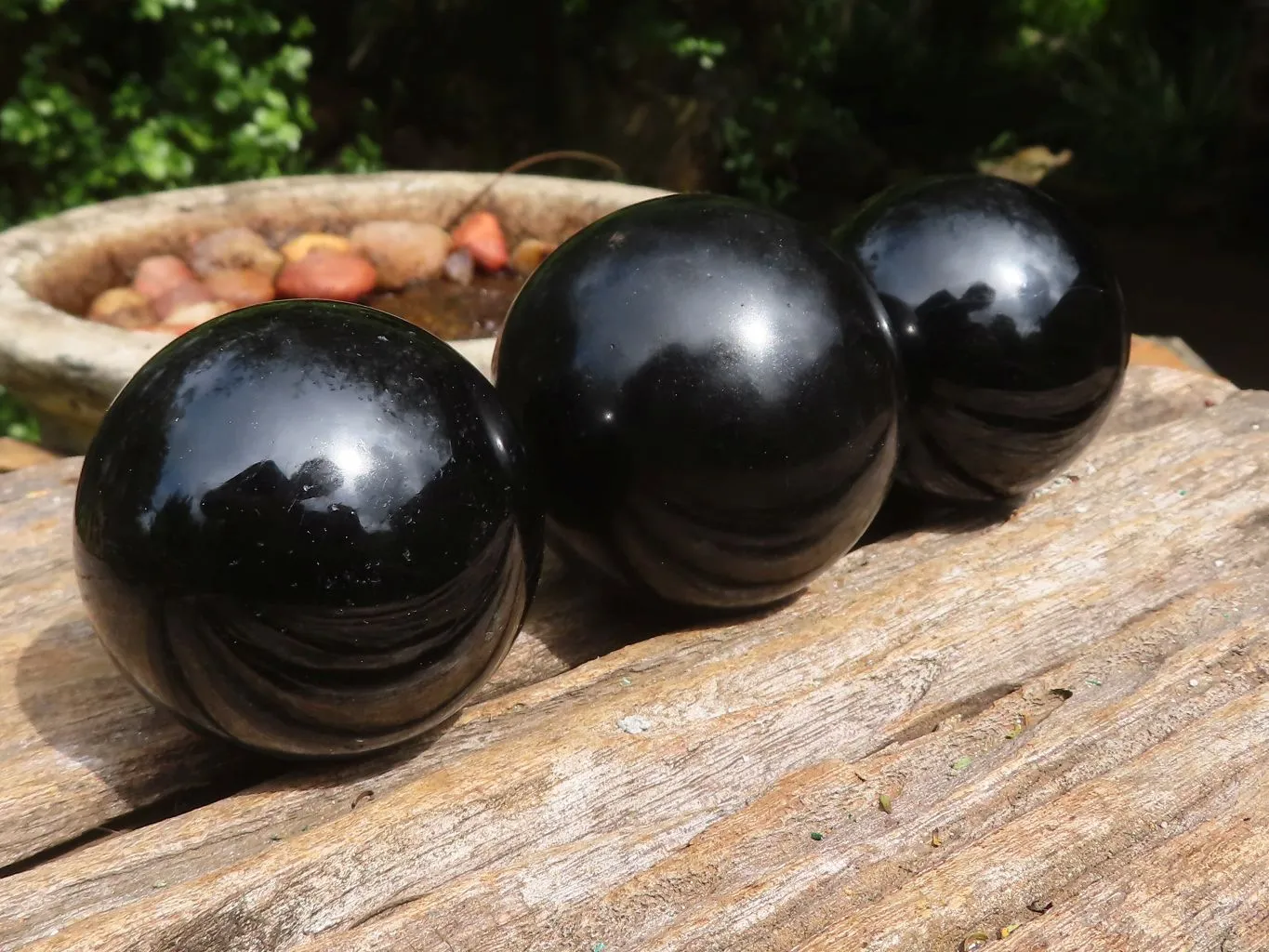 Polished Schorl Black Tourmaline Spheres x 6 From Madagascar