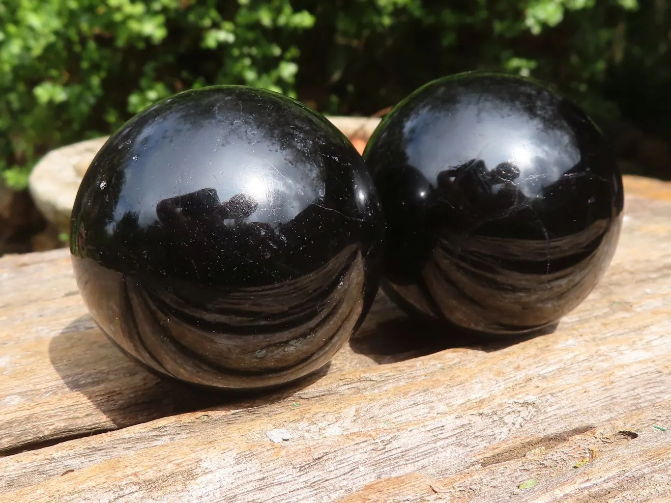 Polished Schorl Black Tourmaline Spheres x 6 From Madagascar