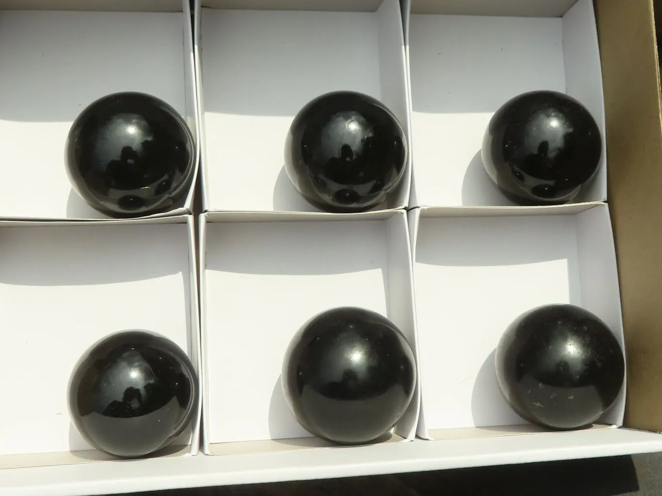 Polished Schorl Black Tourmaline Spheres x 6 From Madagascar