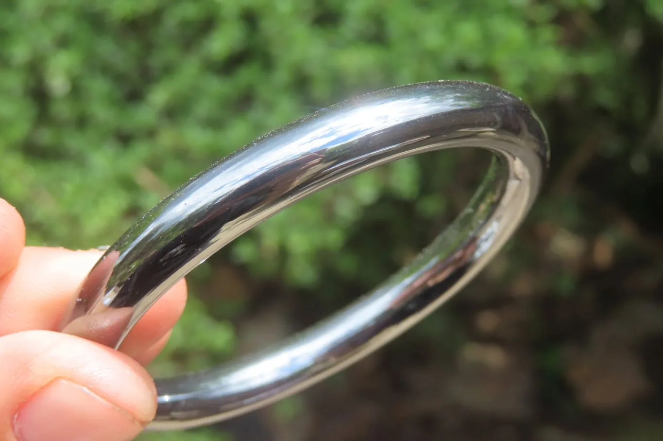 Polished Solid Silver Hematite Gemstone Bangles - Sold Per Item - From China