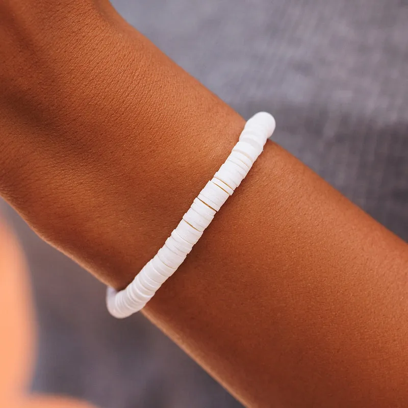 Pura Vida Pastel Disc Stretch Bracelet - White