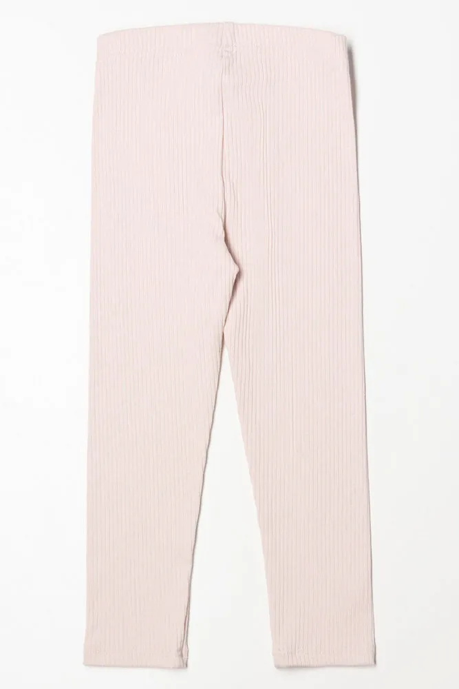 Rib Leggings Light Pink