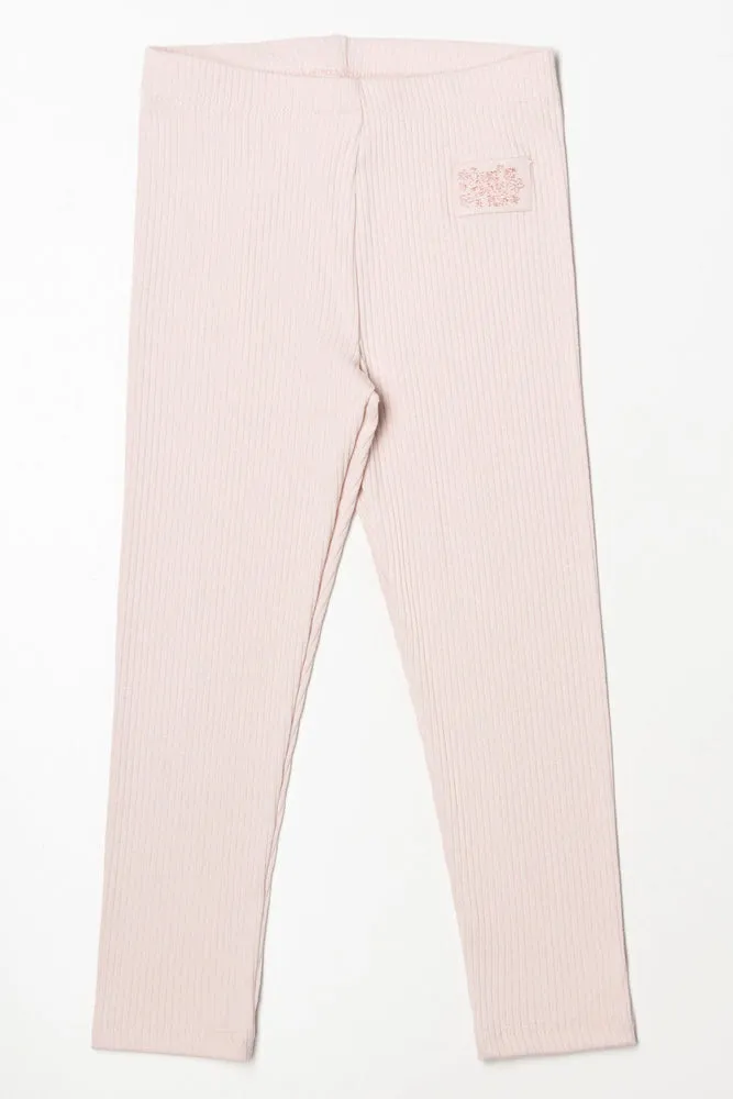 Rib Leggings Light Pink