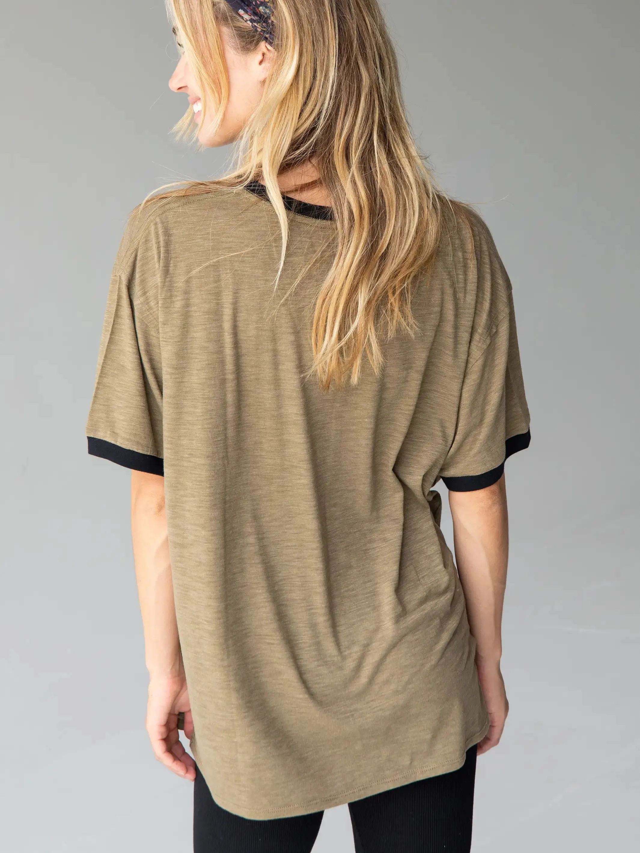 Ringer Oversized Tee Shirt - Wander