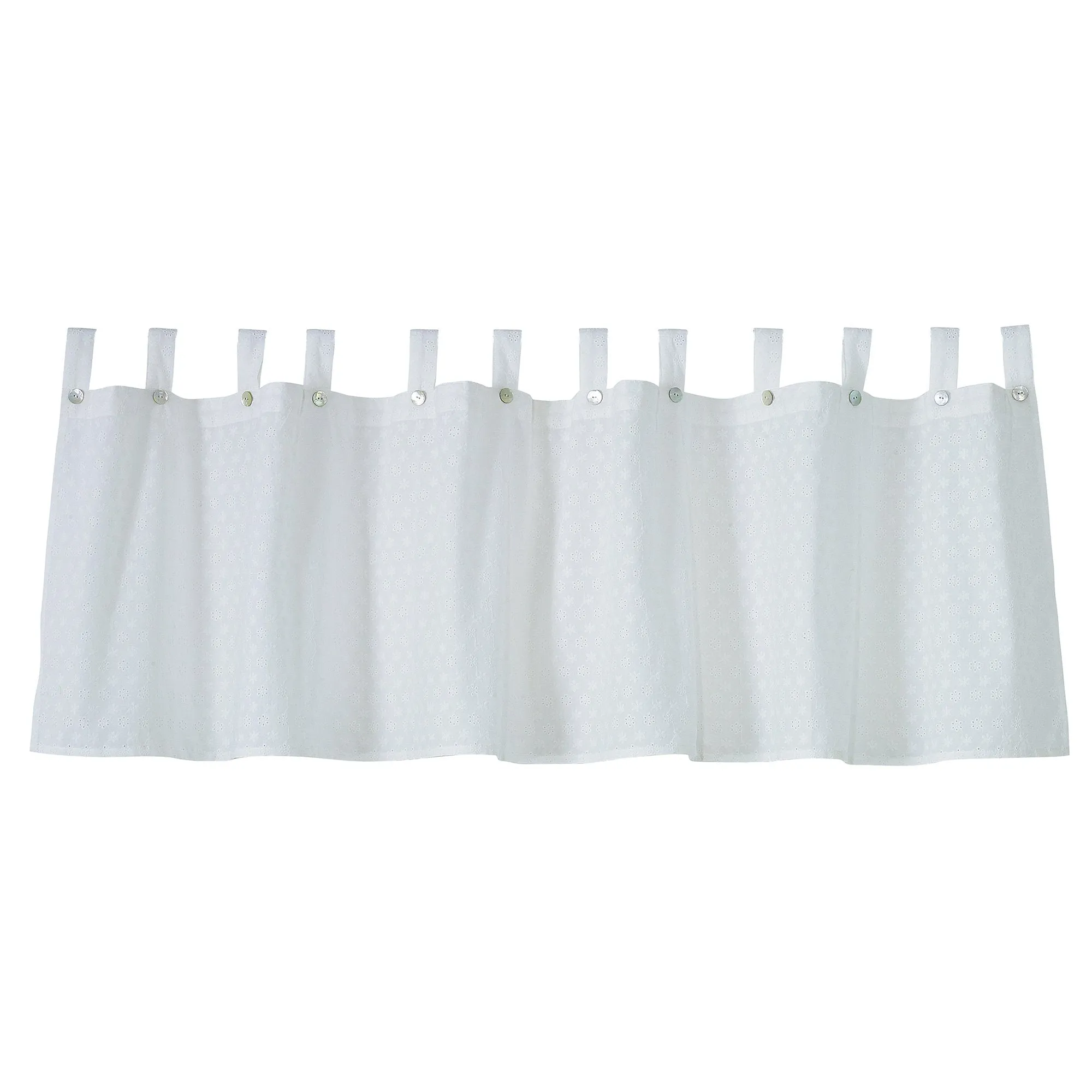 Salado White Cotton Kitchen Valance w/ Medallion