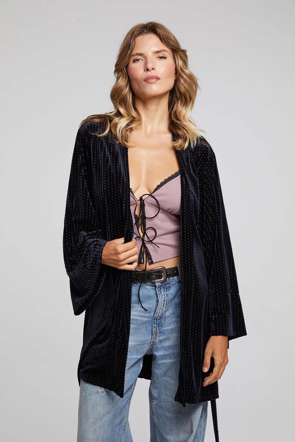 Salina Check Burnout Kimono