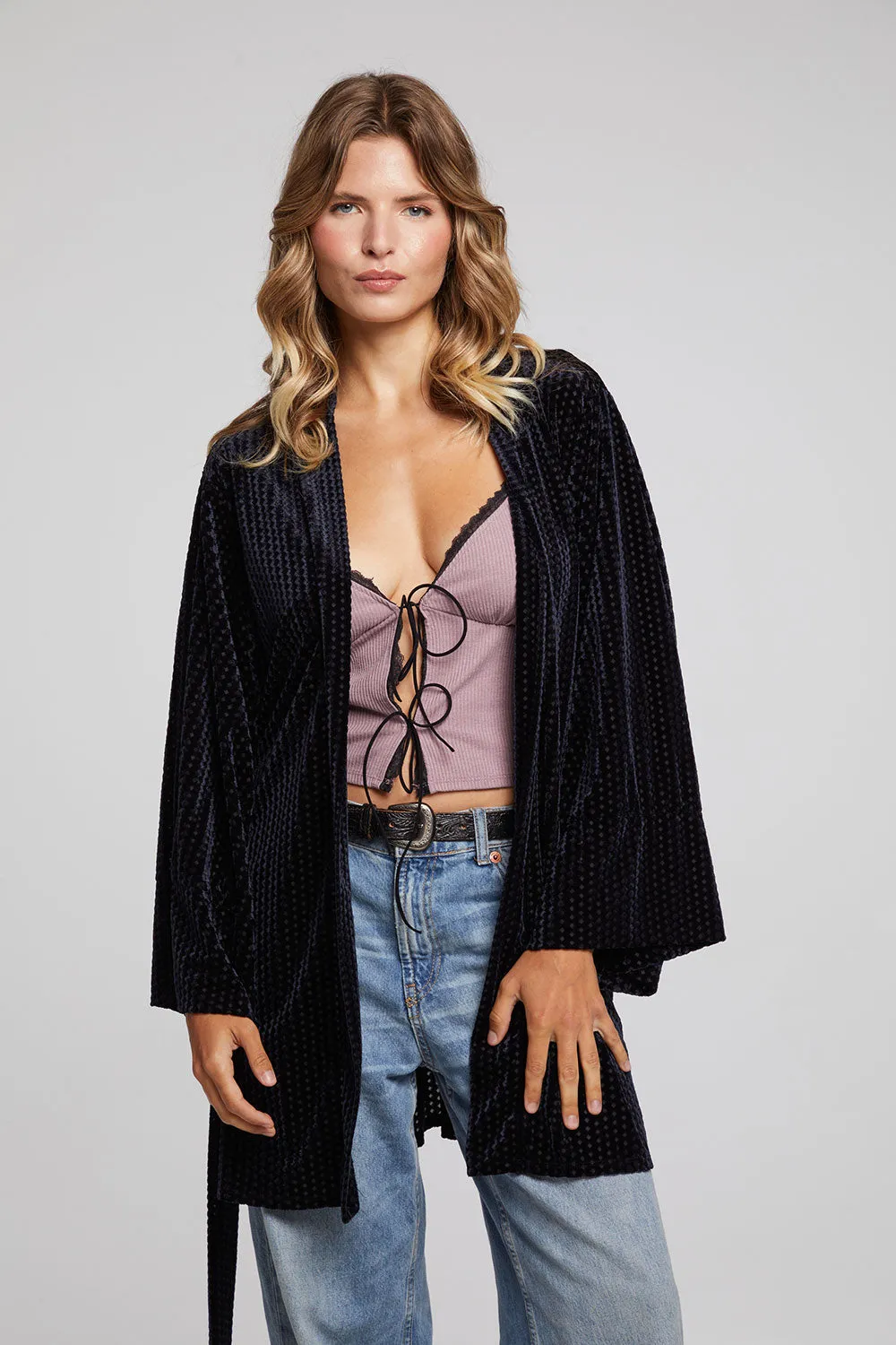 Salina Check Burnout Kimono