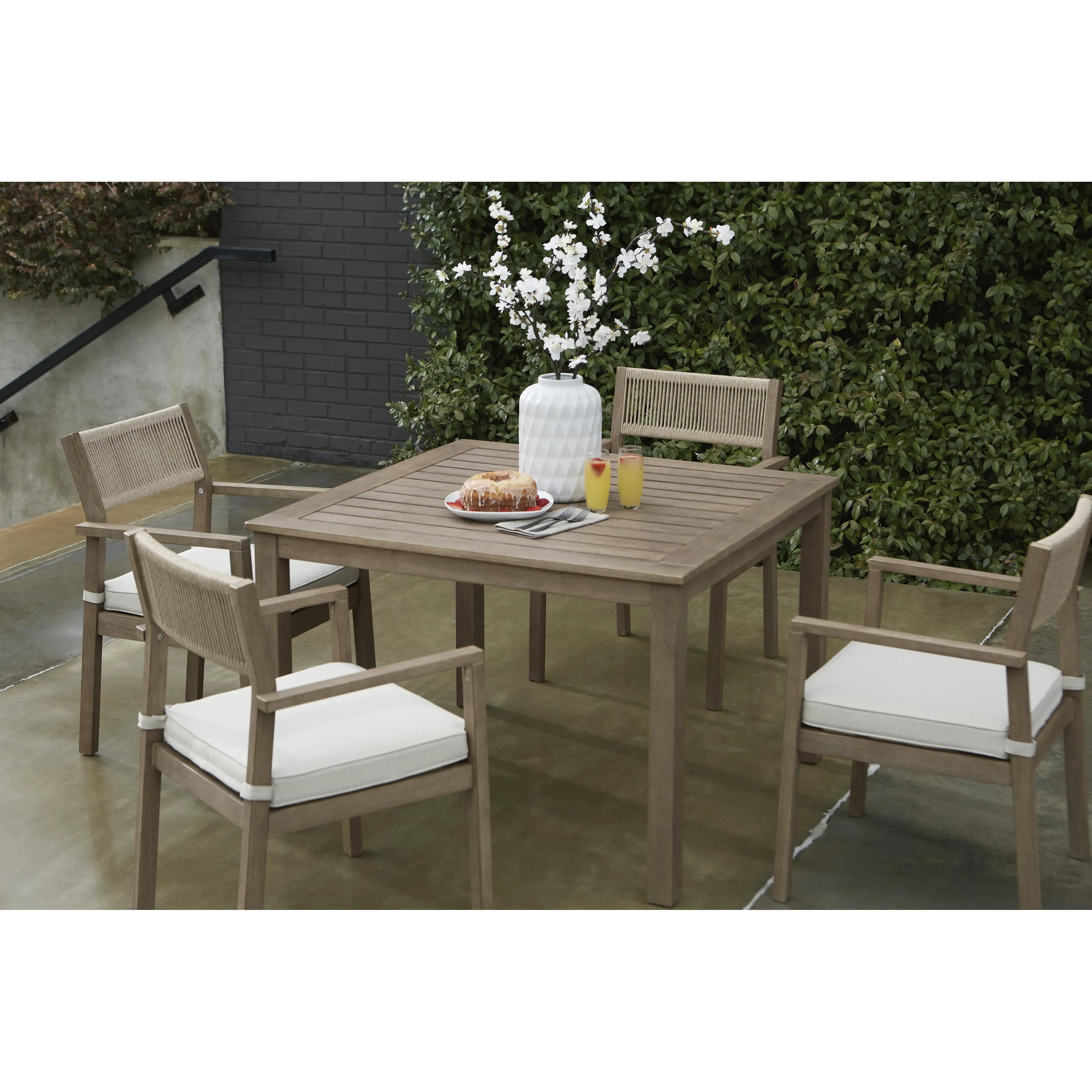 Signature Design by Ashley Aria Plains P359-615 Square Dining Table with Umbrella Option