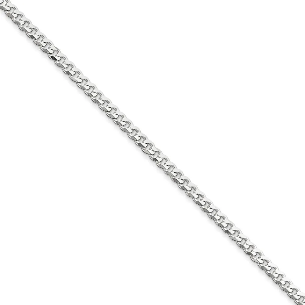 Silver Polished 4.00-mm Solid Curb Link Chain