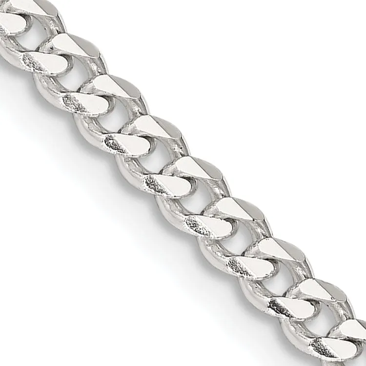 Silver Polished 4.00-mm Solid Curb Link Chain