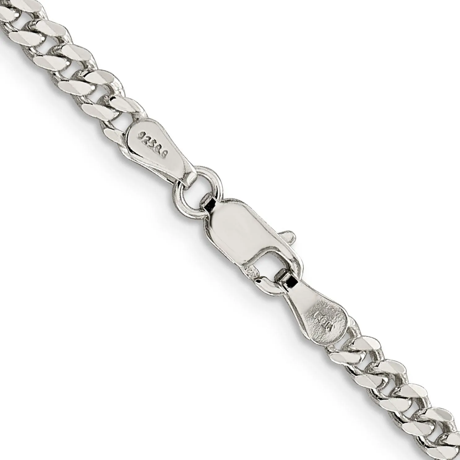 Silver Polished 4.00-mm Solid Curb Link Chain