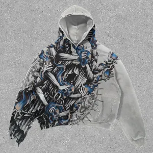 skull statement print hoodie