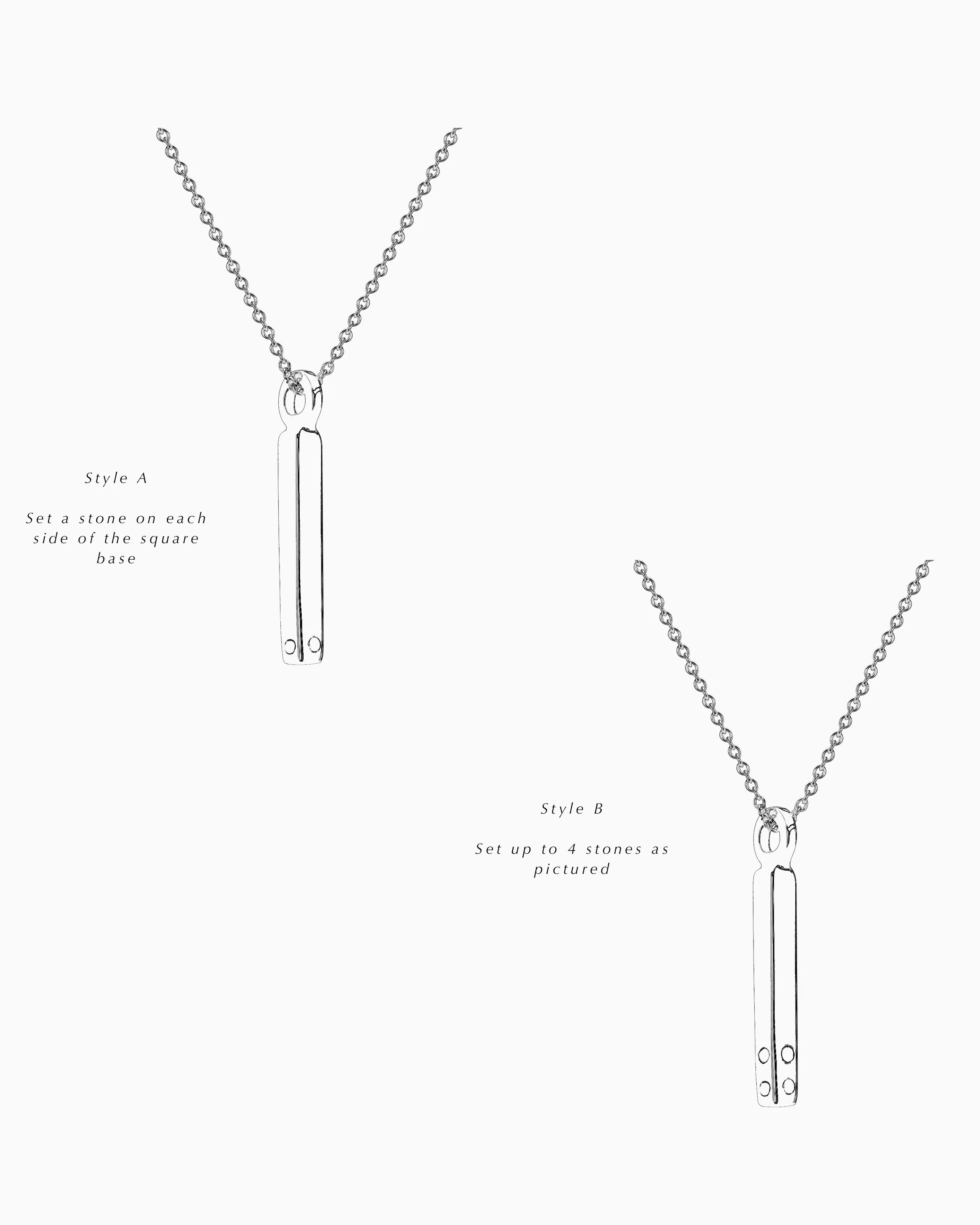 Square Drop Birthstone Pendant | White Gold