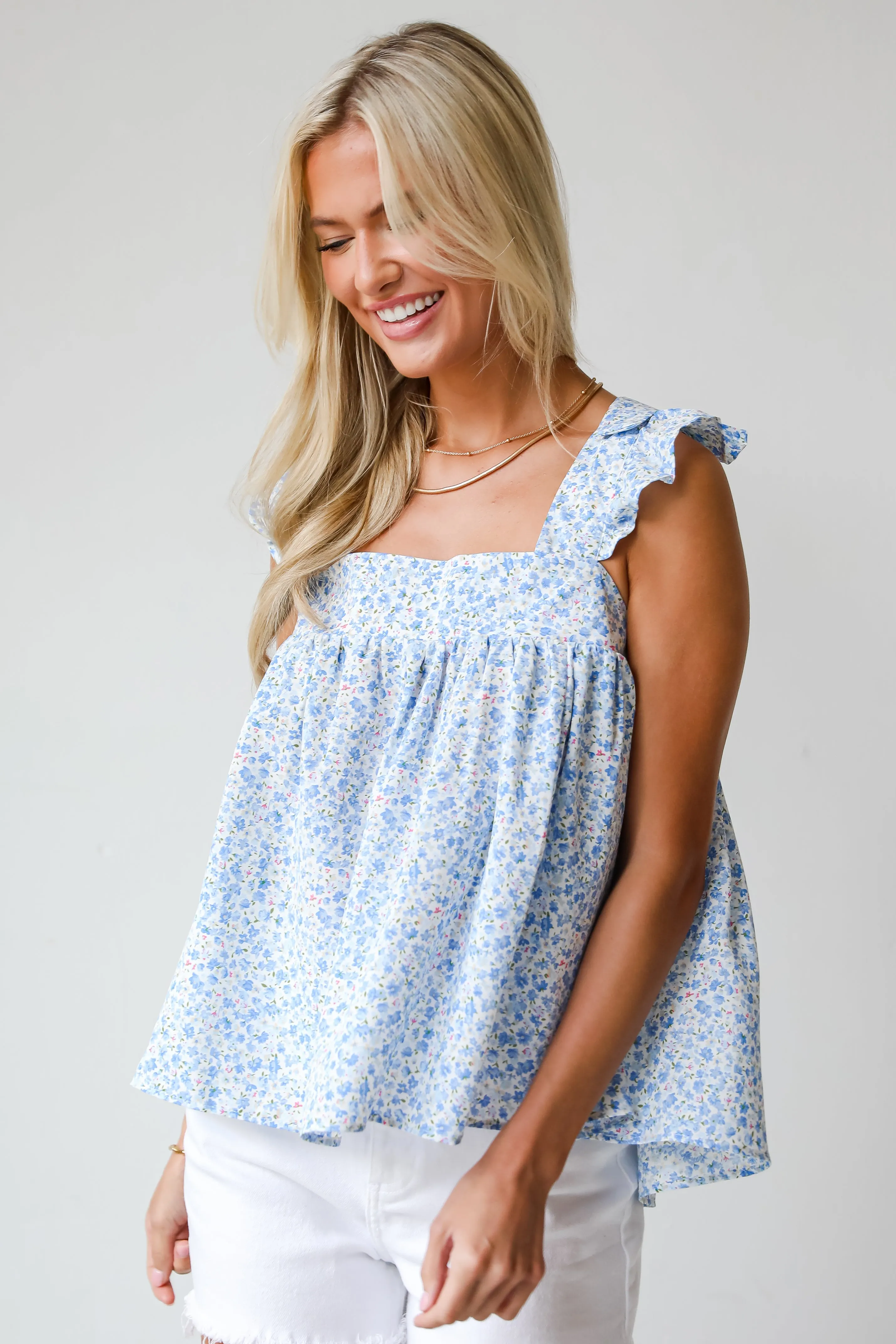 Such A Delight Blue Floral Tank