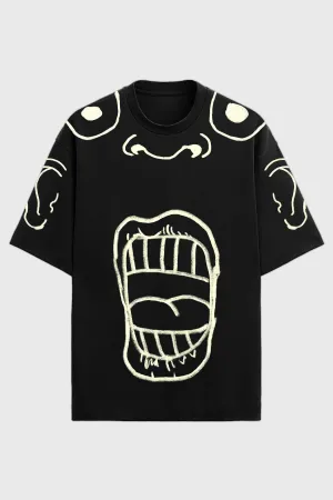 WalaWali 'FACT FACE' Black Oversize Tee