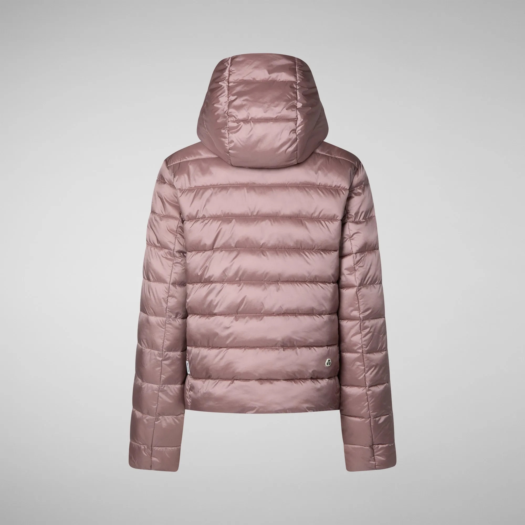 Woman's animal free hooded puffer jacket Liana in misty rose