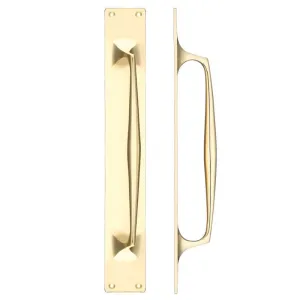 Zoo Cast Brass Pull Handle with Backplate - 425 x 60mm-Polished Brass